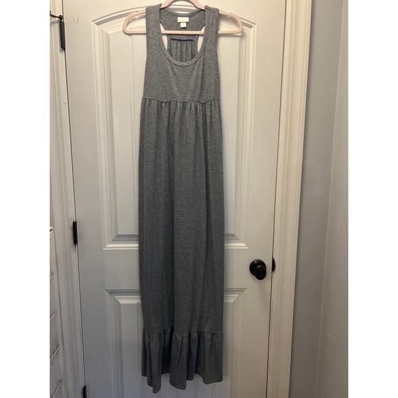 Mossimo Supply Co Women’s Scoop Neck Ruffle Hem Sleeveless Maxi Dress Sz M Gray - Picture 1 of 6